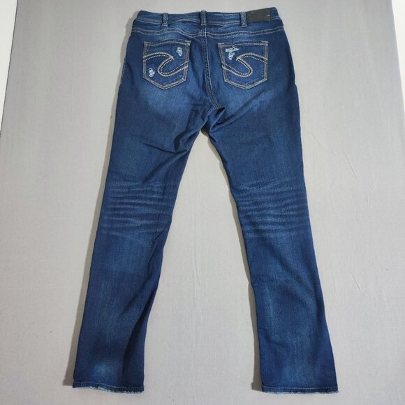 Silver Jeans women's size 14/L34 indigo blue Suki Mid Straight Super stretch - Picture 3 of 16